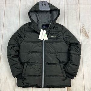NWT Calvin Klein Jeans Fleece-Lined Hooded Puffer Jacket Black Sz L (14-16)